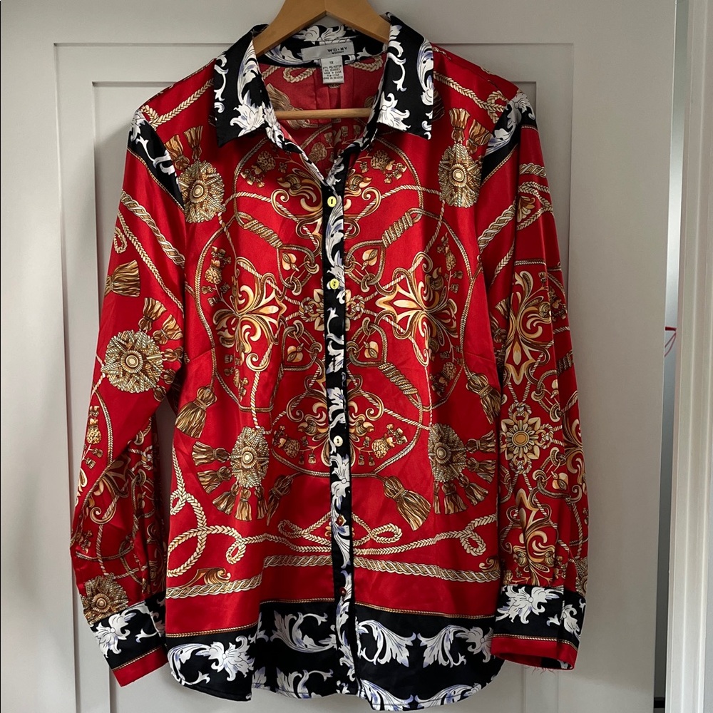 WD.NY Red and Gold Patterned Shirt
